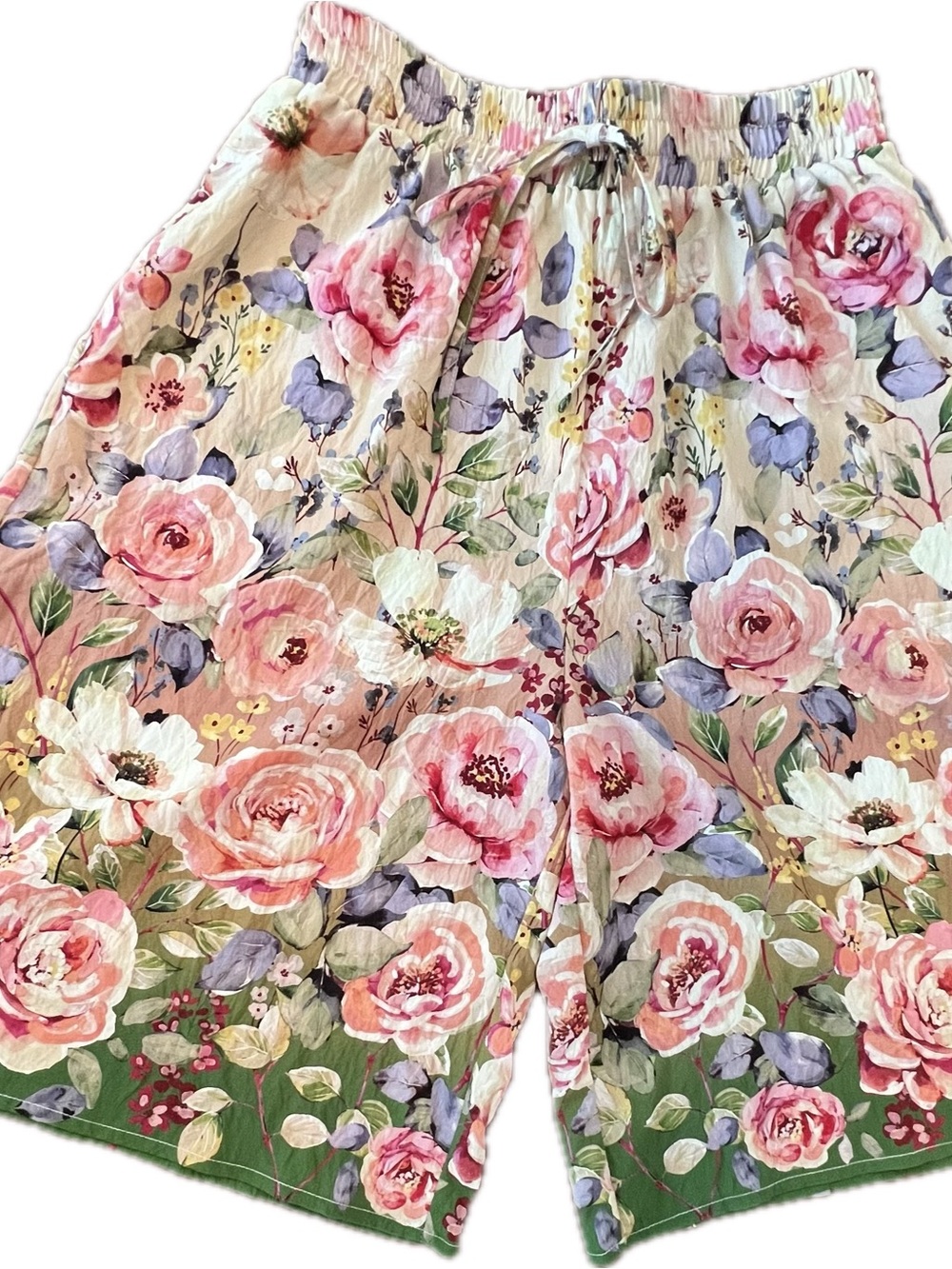 Floral Elastic-Waist Women’s Skort - Pink Floral